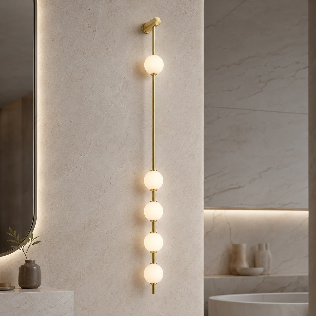 Glass Ball Wall Sconce Adjustable LED Vertical Fixture
