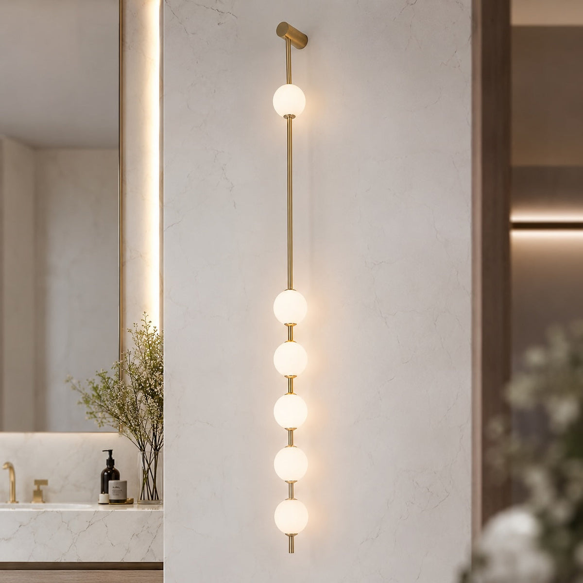 Glass Ball Wall Sconce Adjustable LED Vertical Fixture