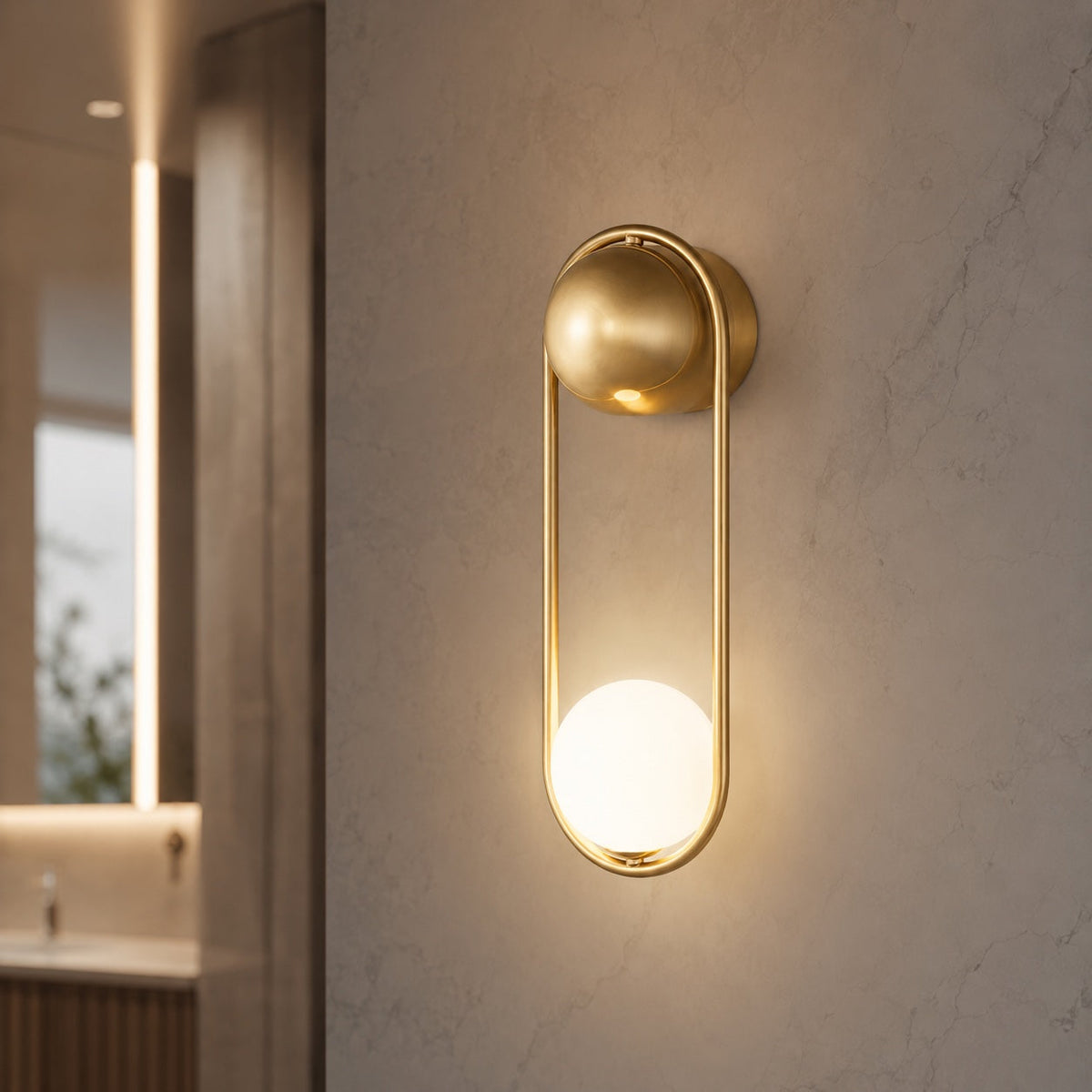 Brass & Glass Wall Sconce Wall Mounted LED Light