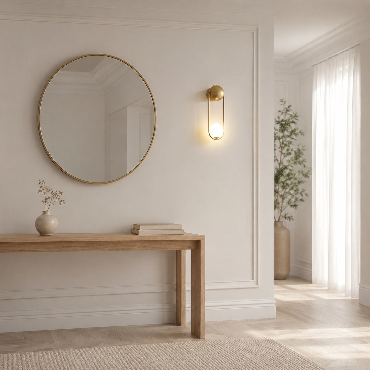 Brass & Glass Wall Sconce Wall Mounted LED Light