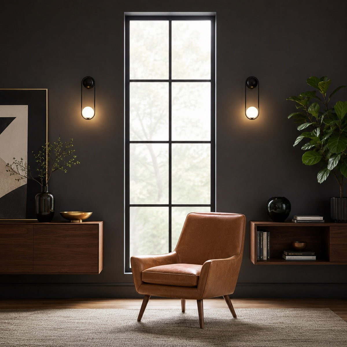 Brass & Glass Wall Sconce Wall Mounted LED Light