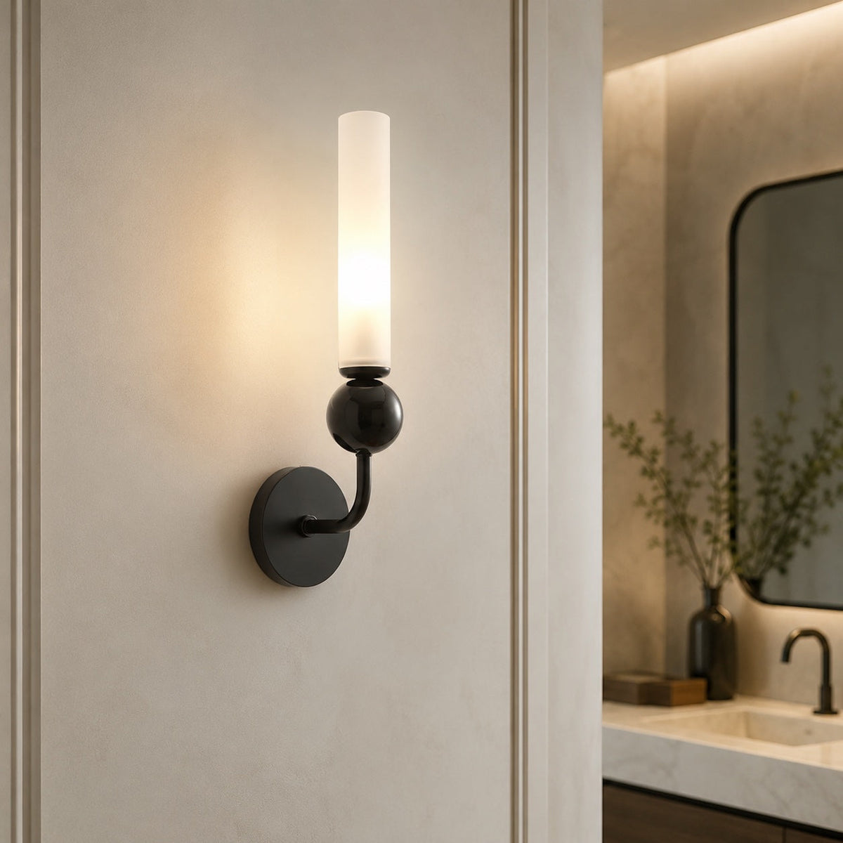 Marble Sphere Brass LED Wall Lamp