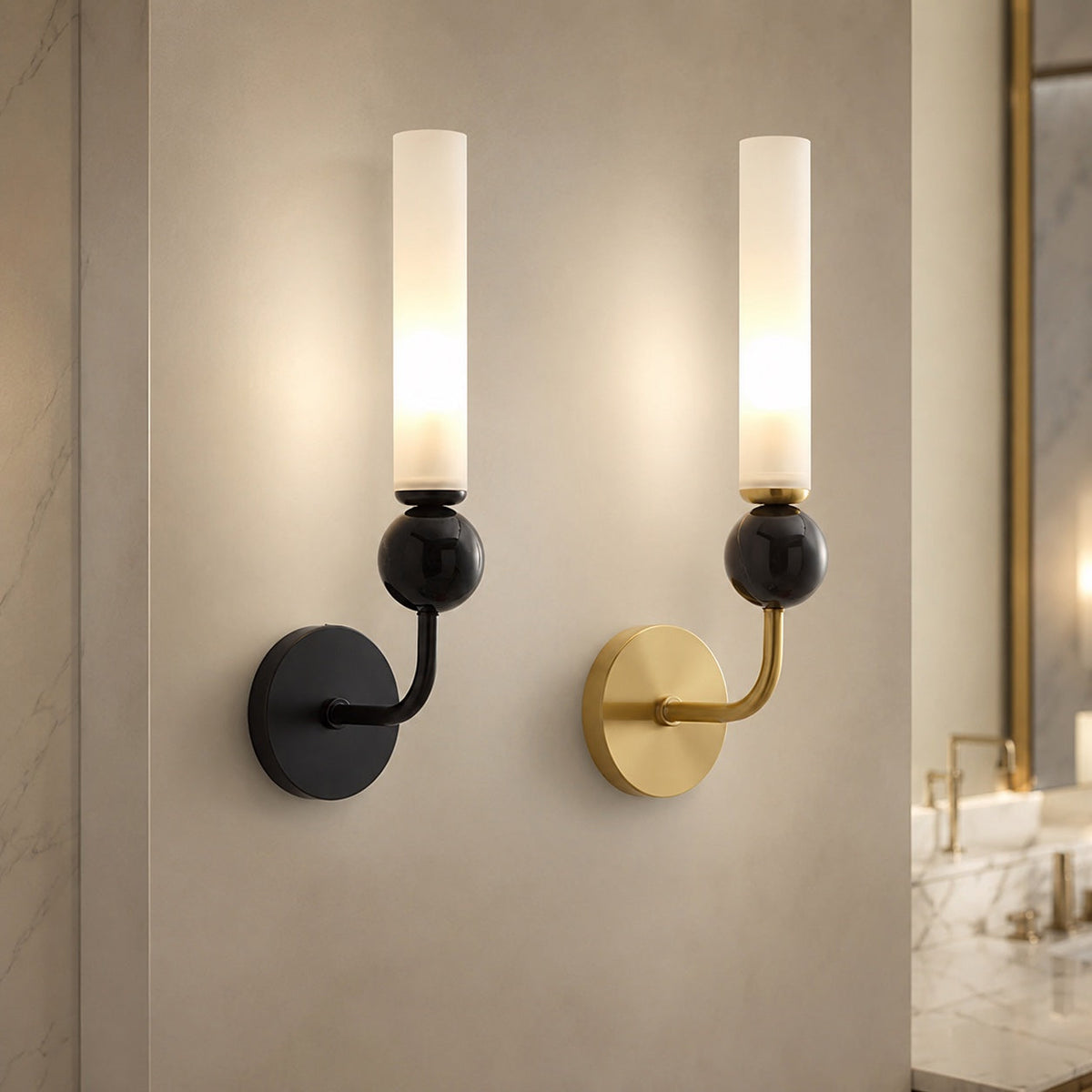 Marble Sphere Brass LED Wall Lamp