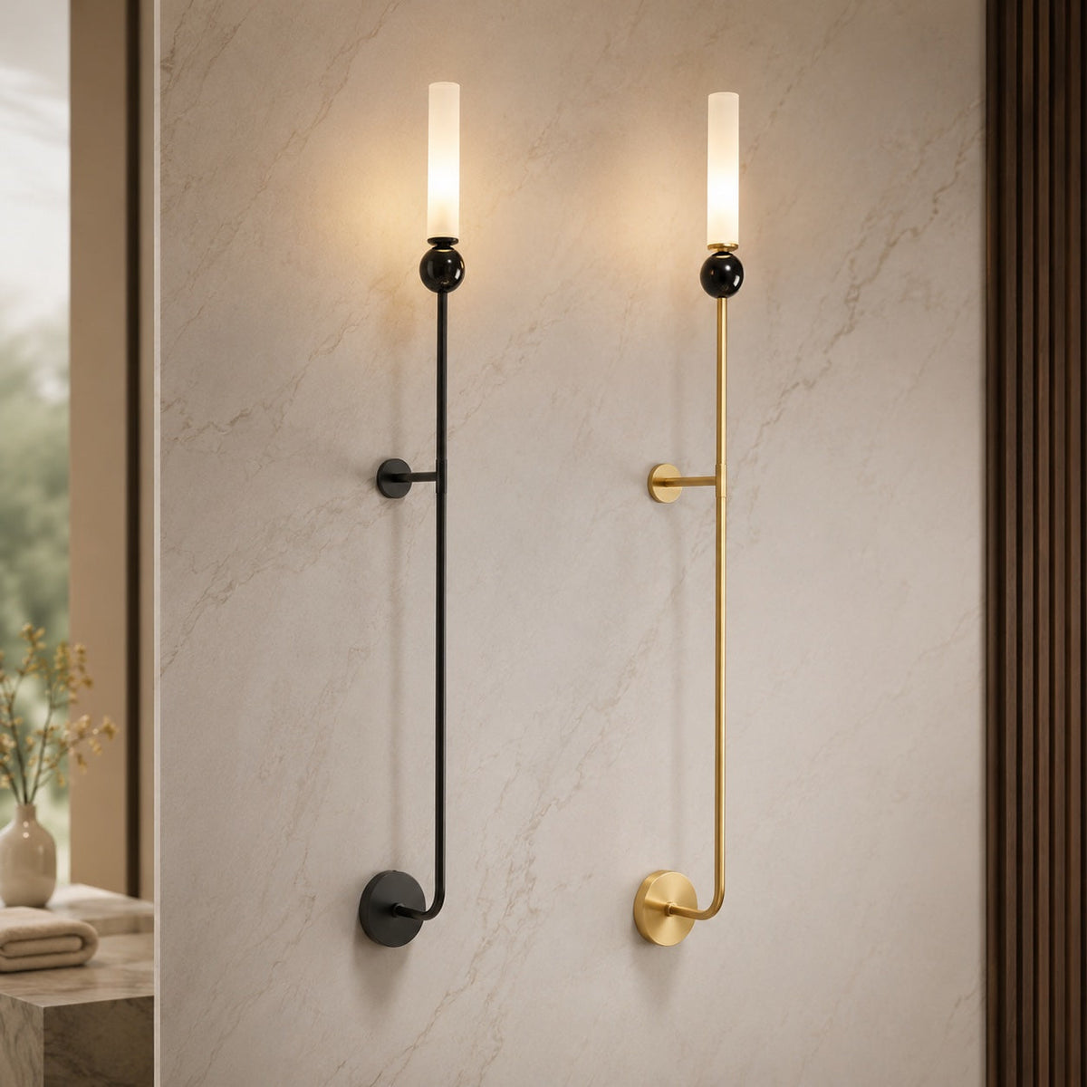 Marble Sphere Brass LED Wall Lamp