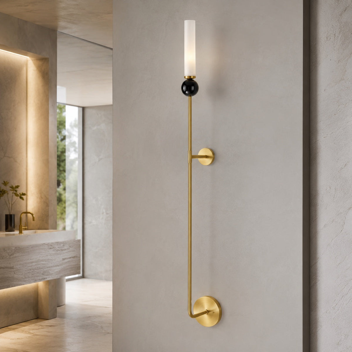Marble Sphere Brass LED Wall Lamp