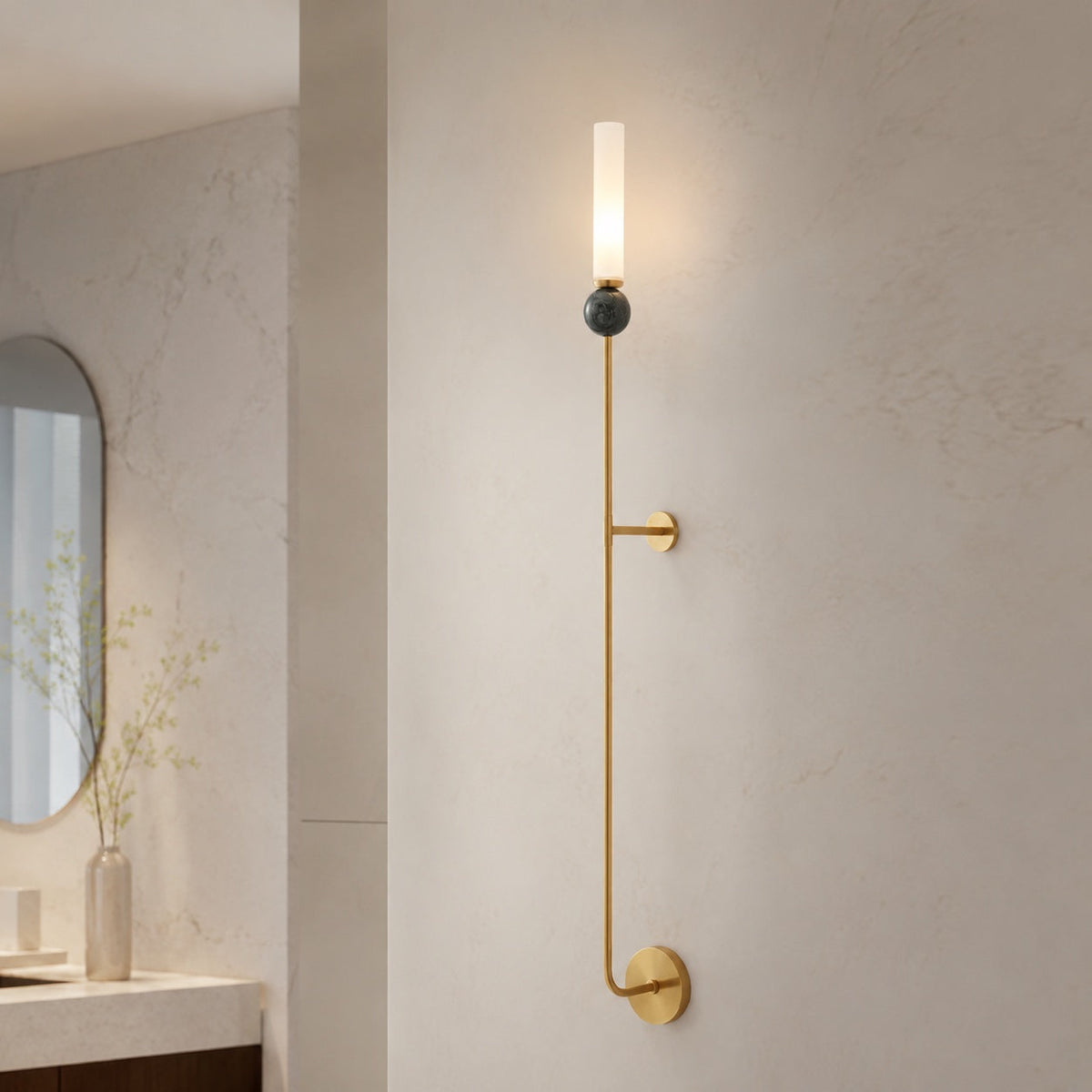 Marble Sphere Brass LED Wall Lamp