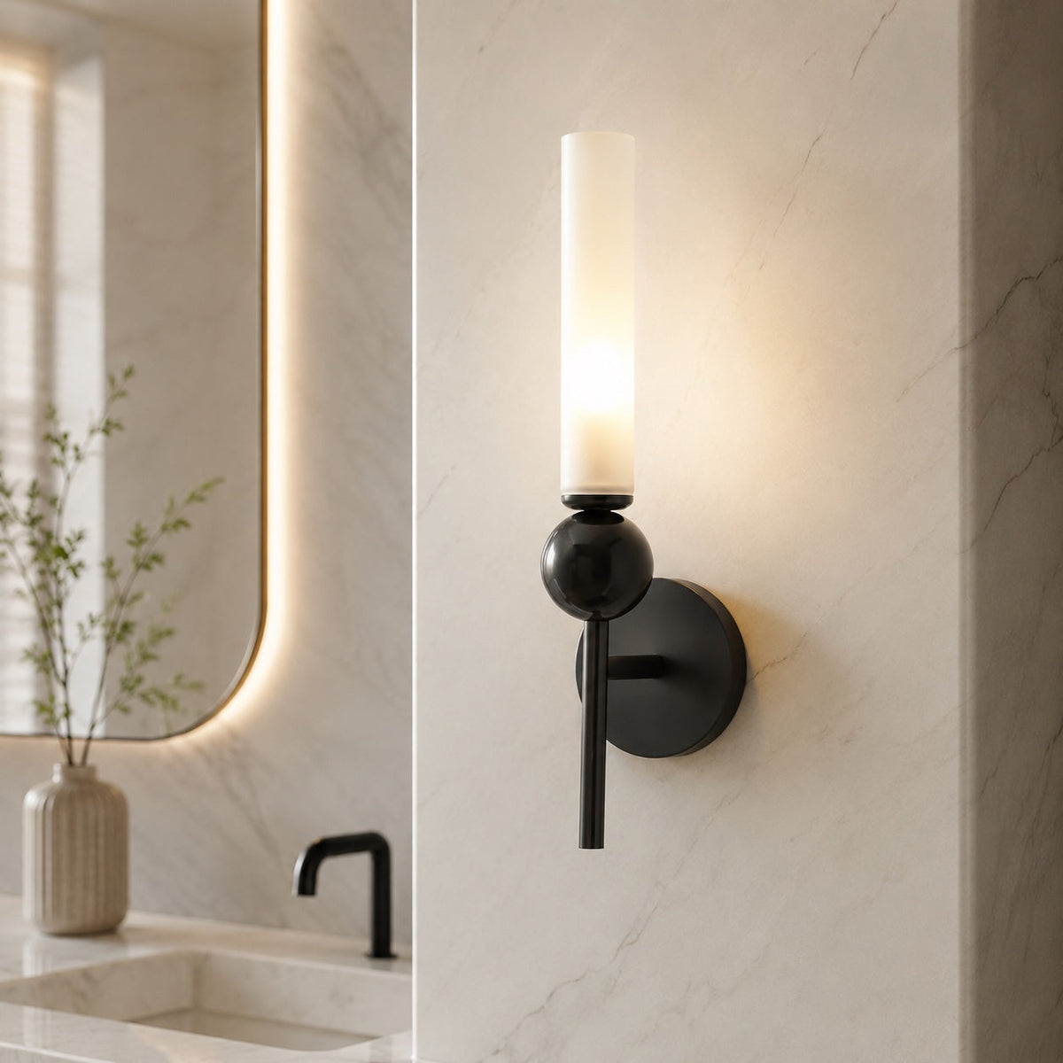 Marble Sphere Brass LED Wall Lamp