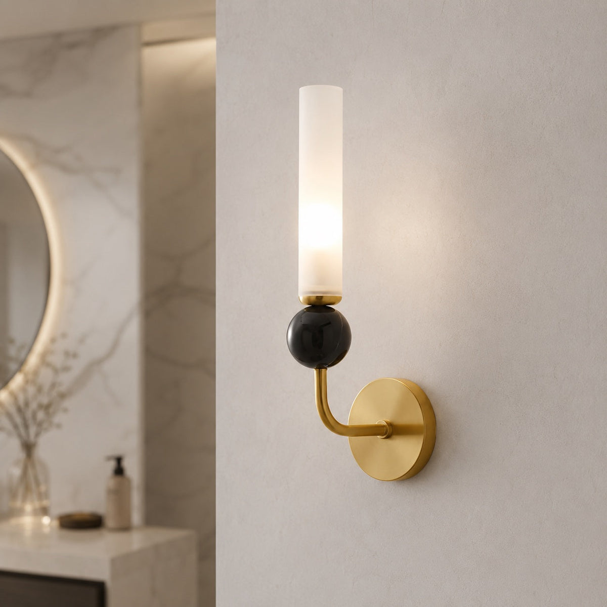 Marble Sphere Brass LED Wall Lamp