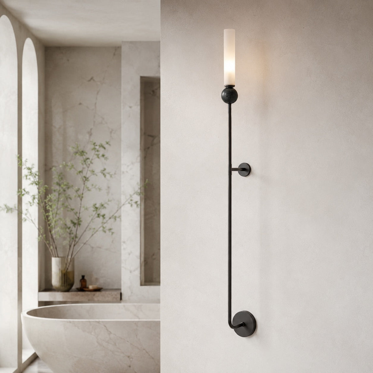 Marble Sphere Brass LED Wall Lamp