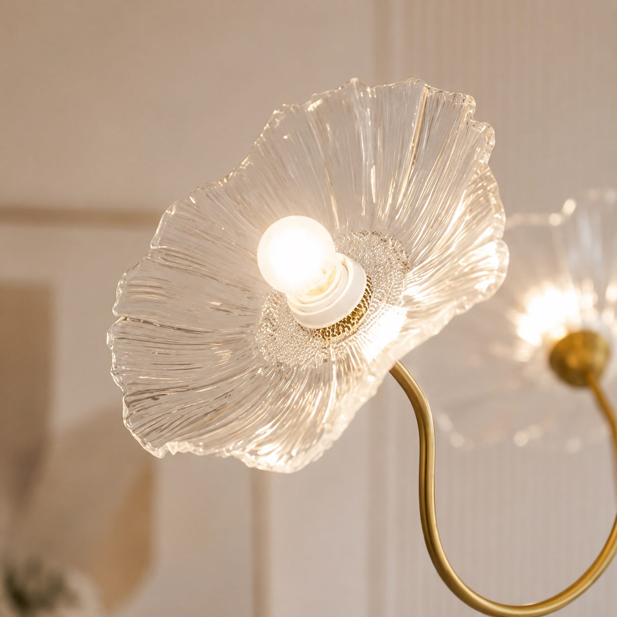Gold Frosted Leaf Glass Chandelier 3-6 Head LED