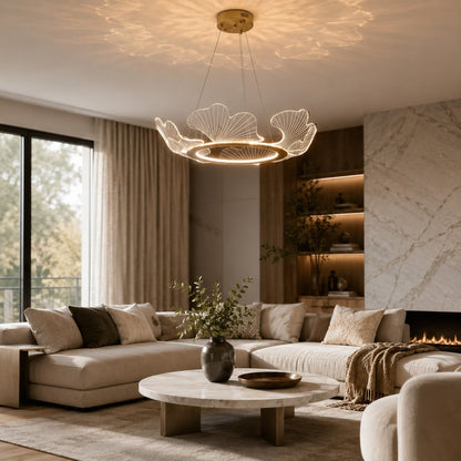 Glass Shade Chandelier Adjustable Hanging LED Light