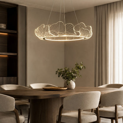 Glass Shade Chandelier Adjustable Hanging LED Light