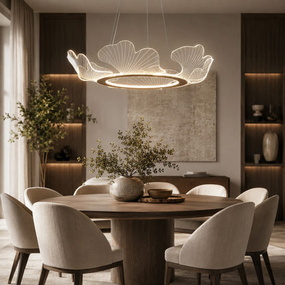 Glass Shade Chandelier Adjustable Hanging LED Light