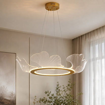 Glass Shade Chandelier Adjustable Hanging LED Light
