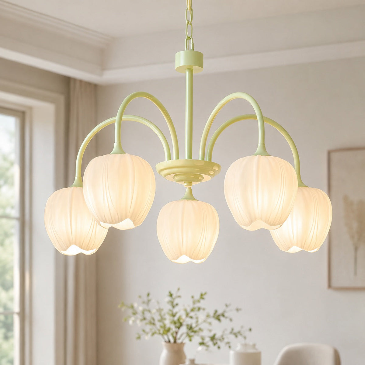 Glass Chandelier Adjustable Hanging LED Light Fixture