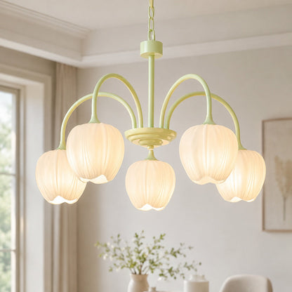 Glass Chandelier Adjustable Hanging LED Light Fixture