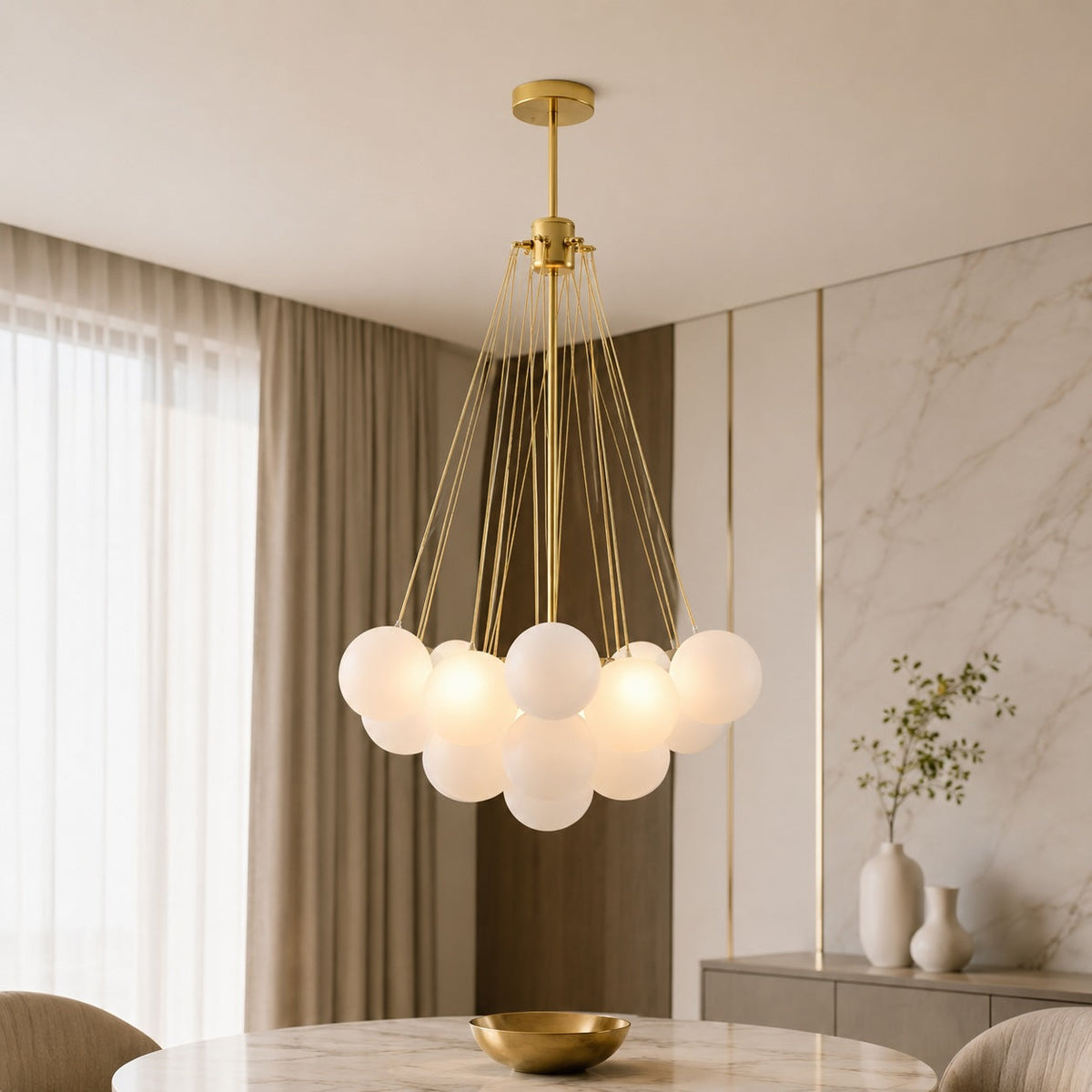 Bubble Glass Chandelier Adjustable Hanging LED