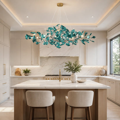 Ginkgo Leaf Acrylic Chandelier Gold LED Hanging