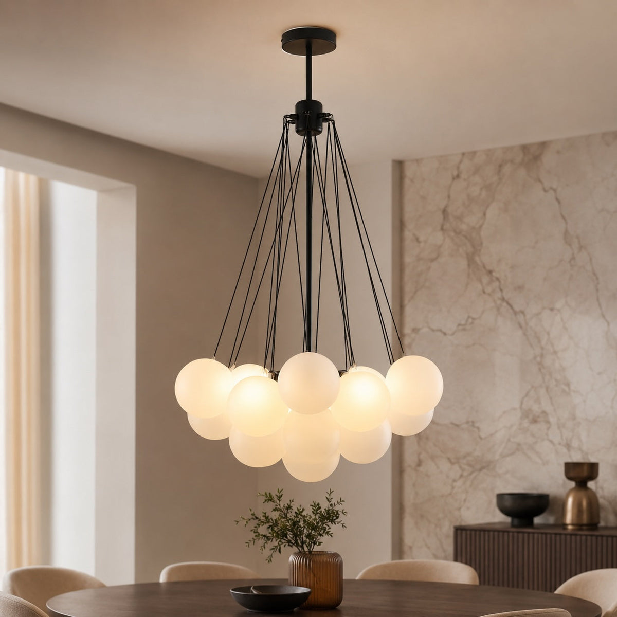 Bubble Glass Chandelier Adjustable Hanging LED