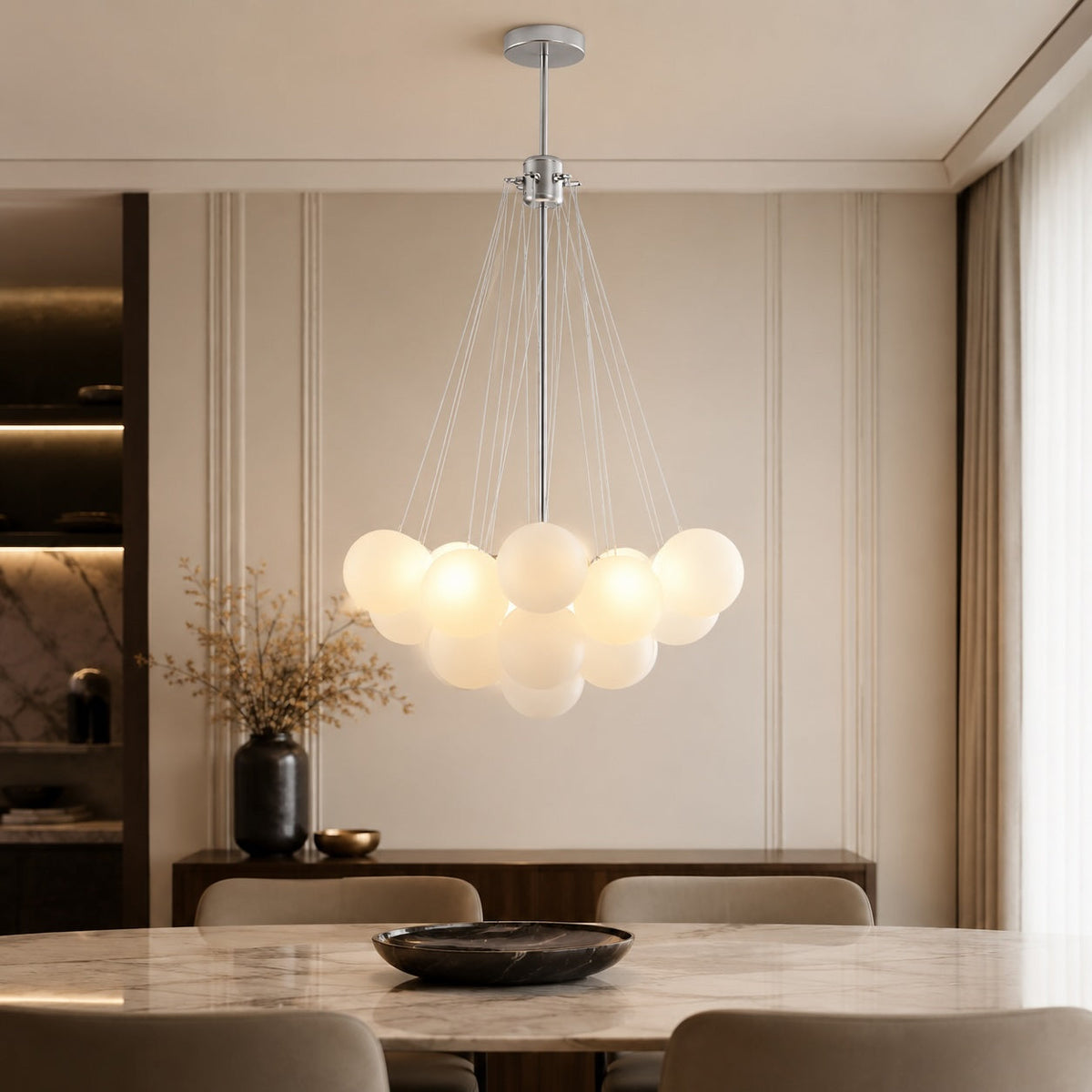 Bubble Glass Chandelier Adjustable Hanging LED