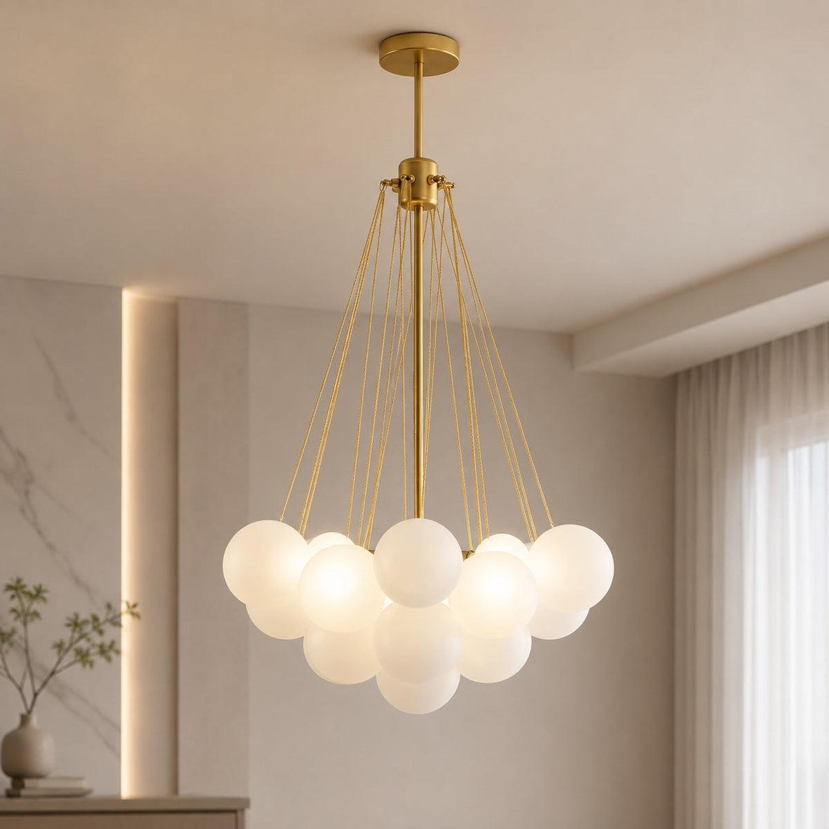 Bubble Glass Chandelier Adjustable Hanging LED
