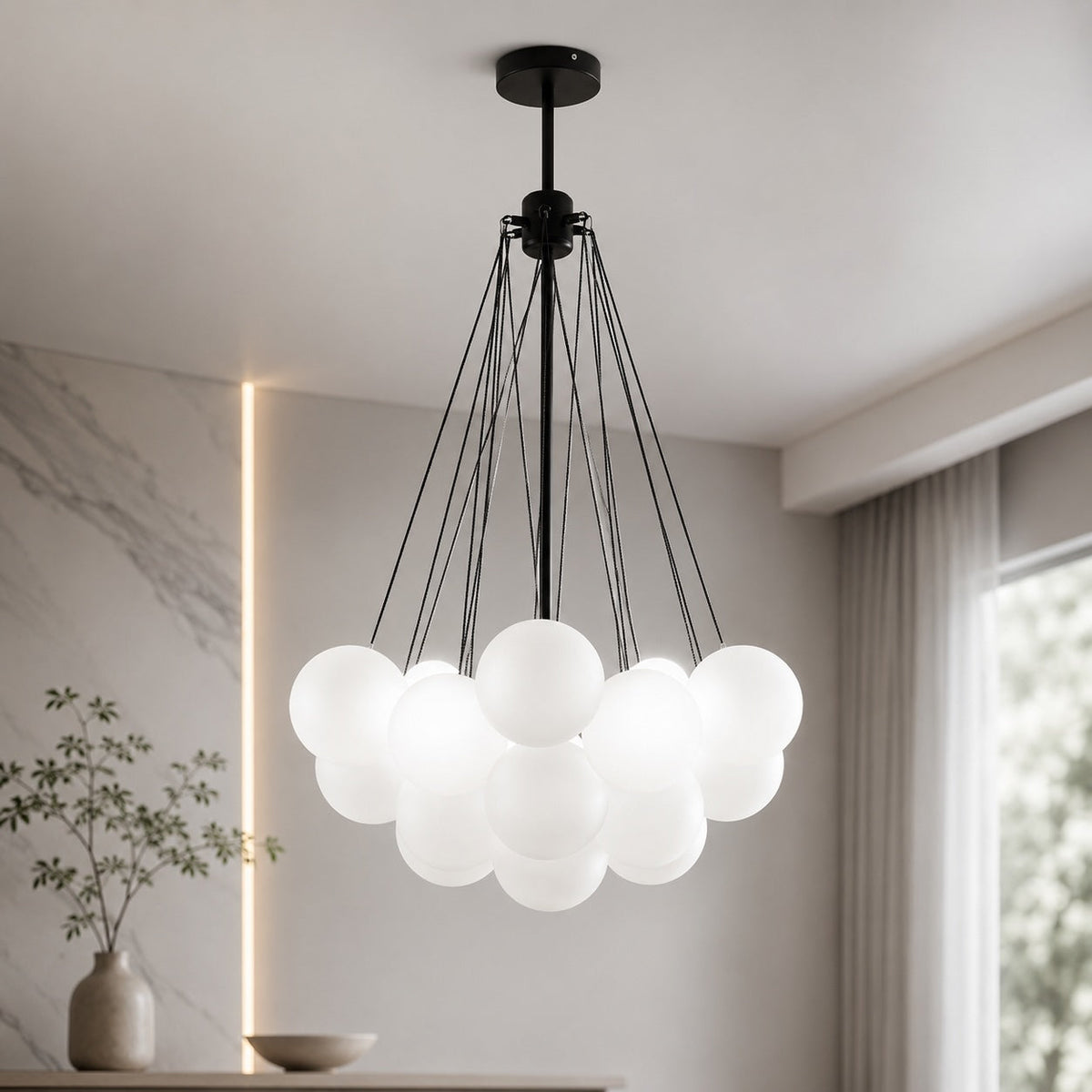 Bubble Glass Chandelier Adjustable Hanging LED