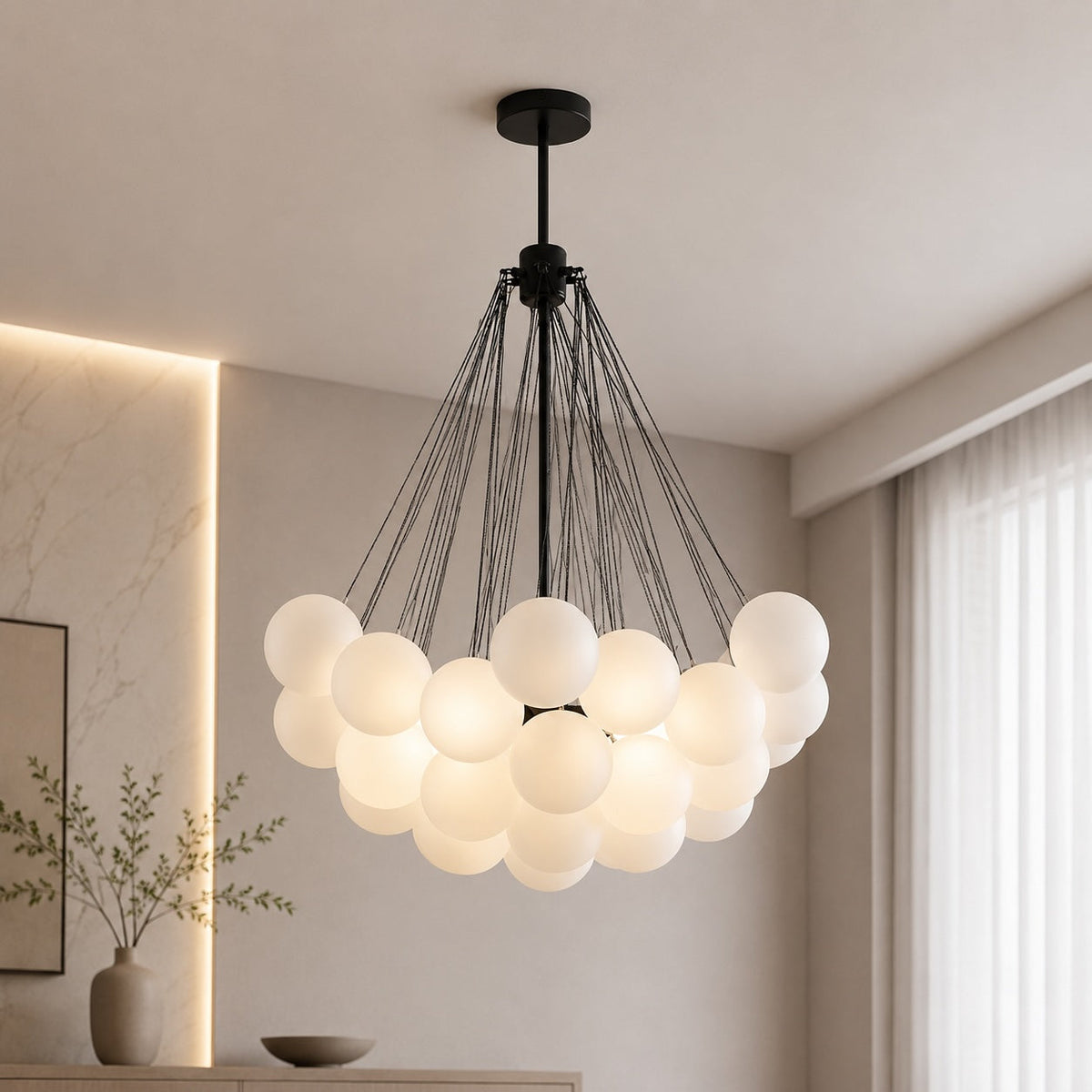 Bubble Glass Chandelier Adjustable Hanging LED