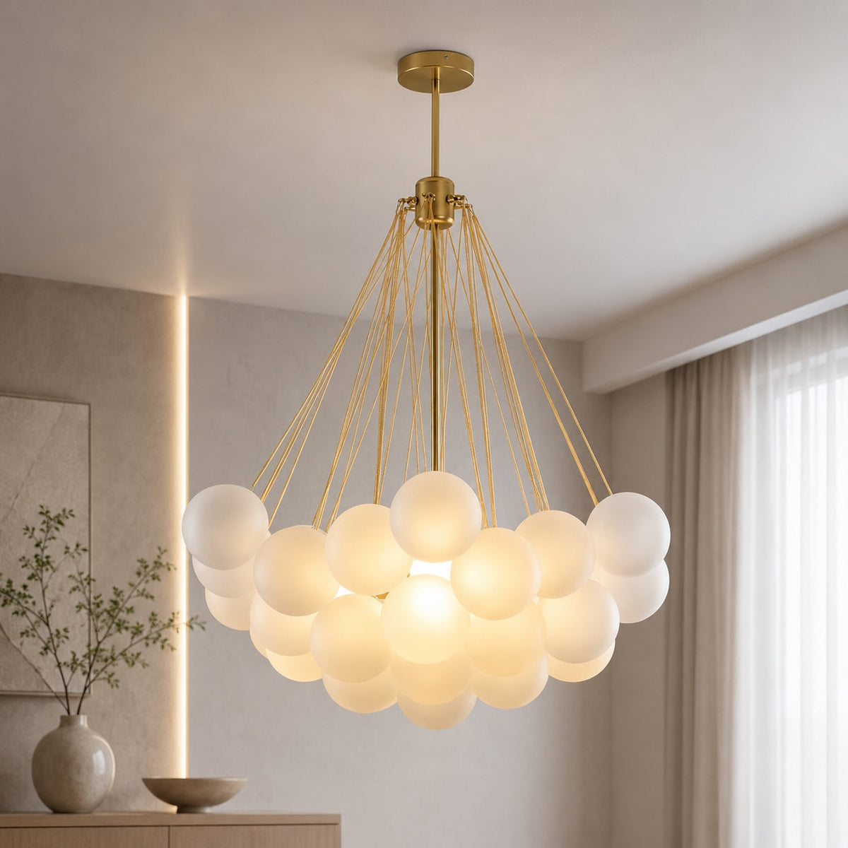 Bubble Glass Chandelier Adjustable Hanging LED