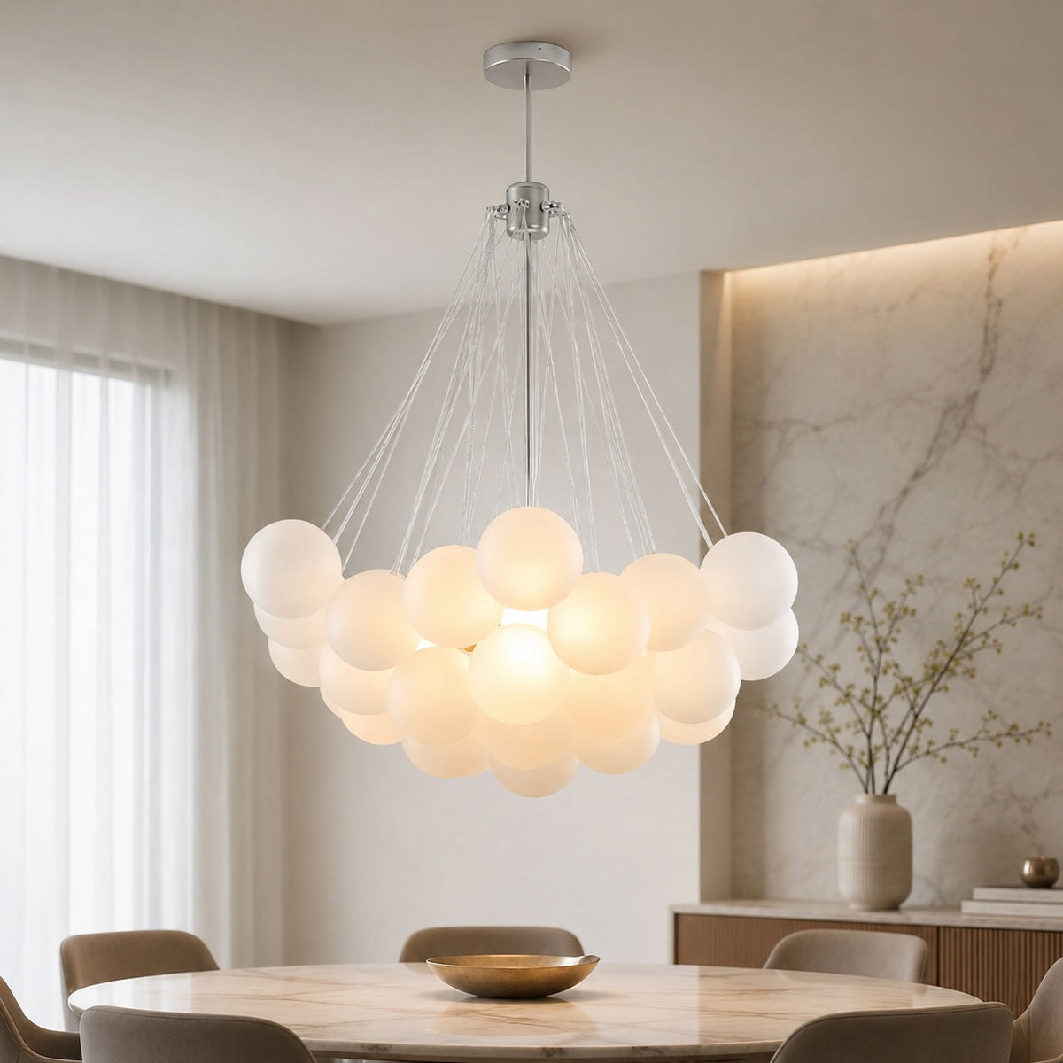 Bubble Glass Chandelier Adjustable Hanging LED