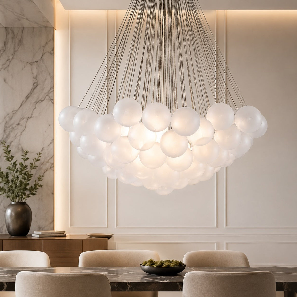 Bubble Glass Chandelier Adjustable Hanging LED