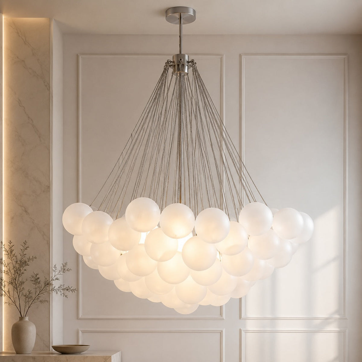 Bubble Glass Chandelier Adjustable Hanging LED