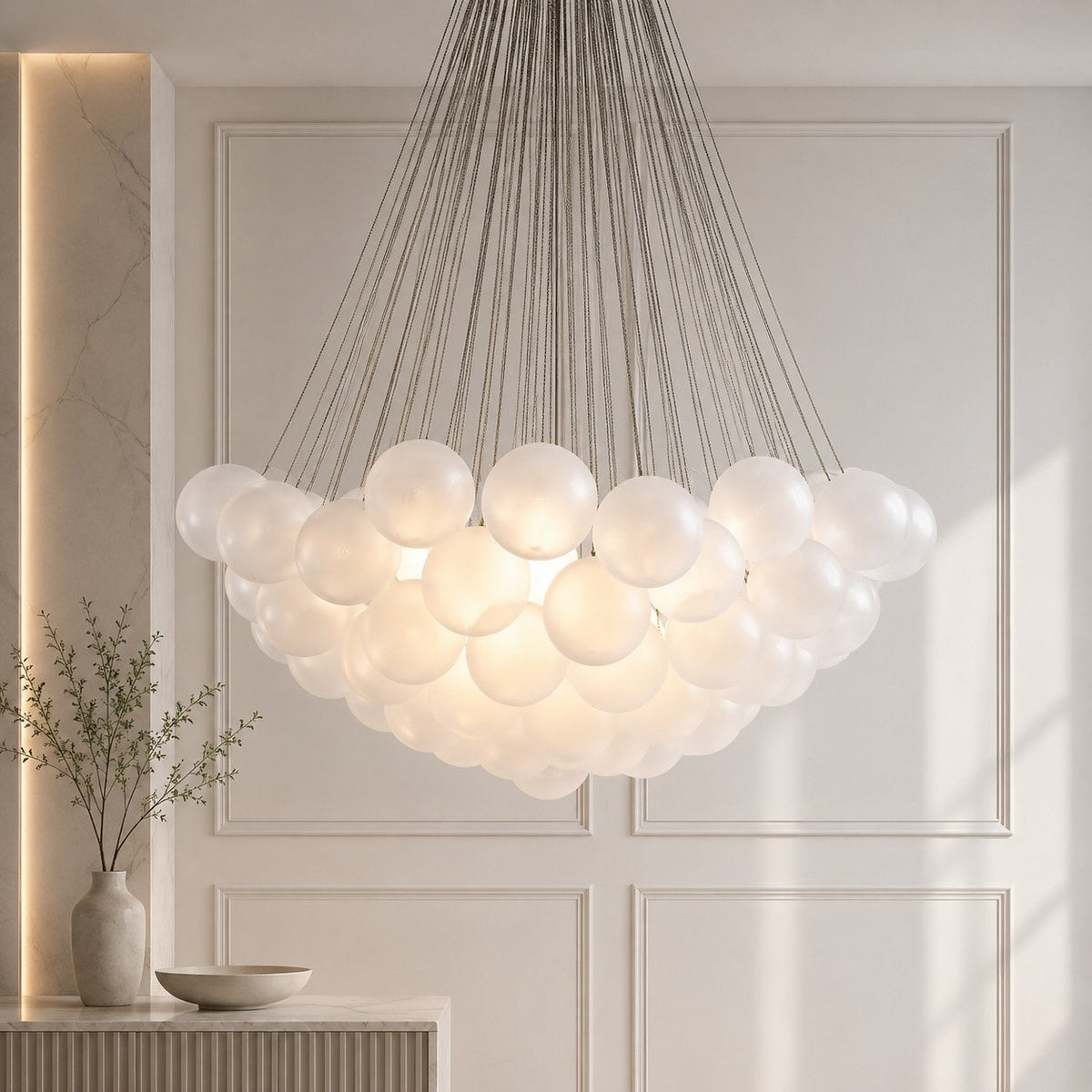 Bubble Glass Chandelier Adjustable Hanging LED