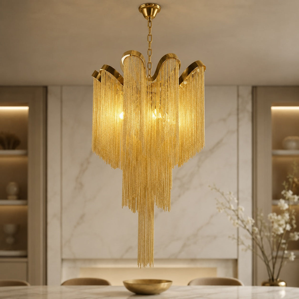 Metal Chandelier Hanging Fixture E14 Socket LED Light