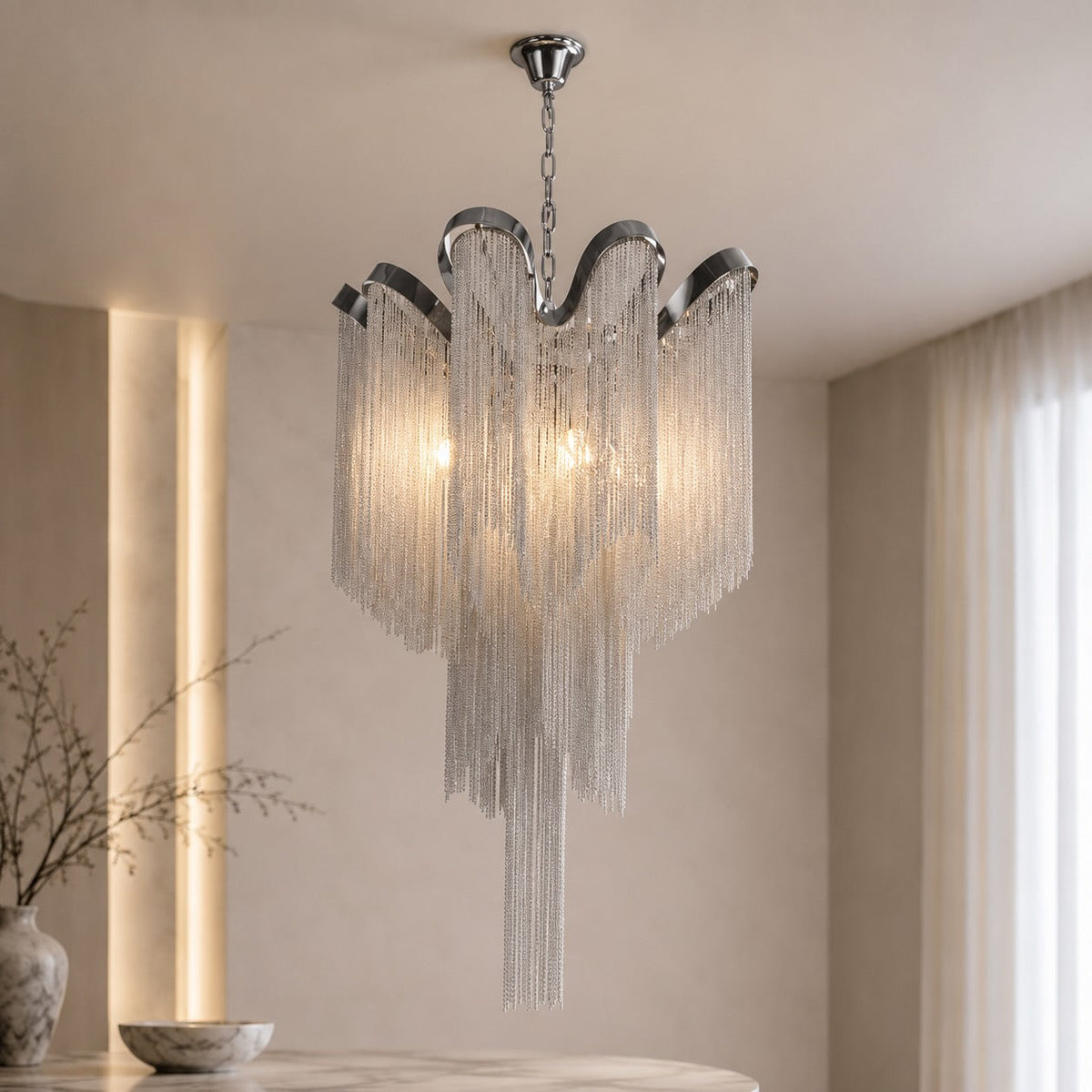 Metal Chandelier Hanging Fixture E14 Socket LED Light