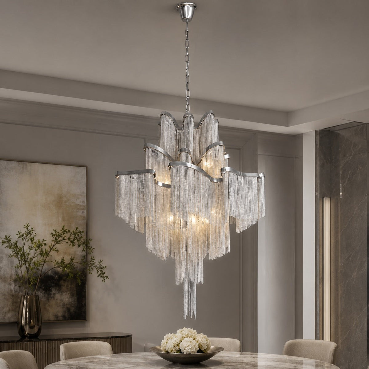 Metal Chandelier Hanging Fixture E14 Socket LED Light