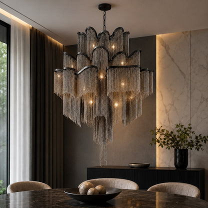 Metal Chandelier Hanging Fixture E14 Socket LED Light