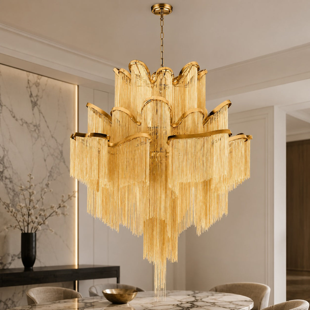 Metal Chandelier Hanging Fixture E14 Socket LED Light