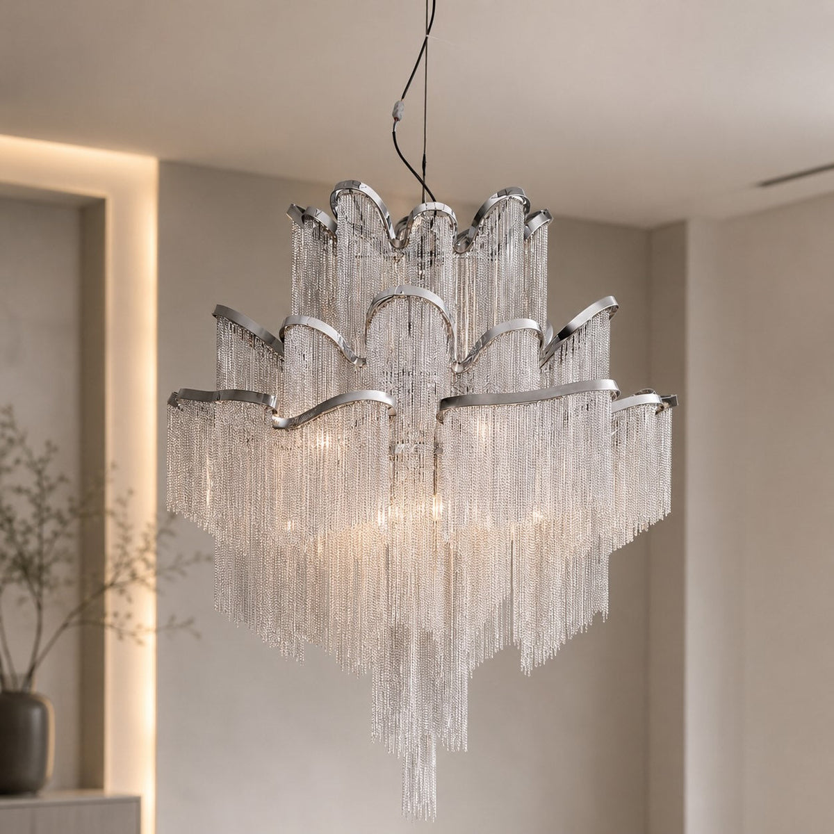 Metal Chandelier Hanging Fixture E14 Socket LED Light