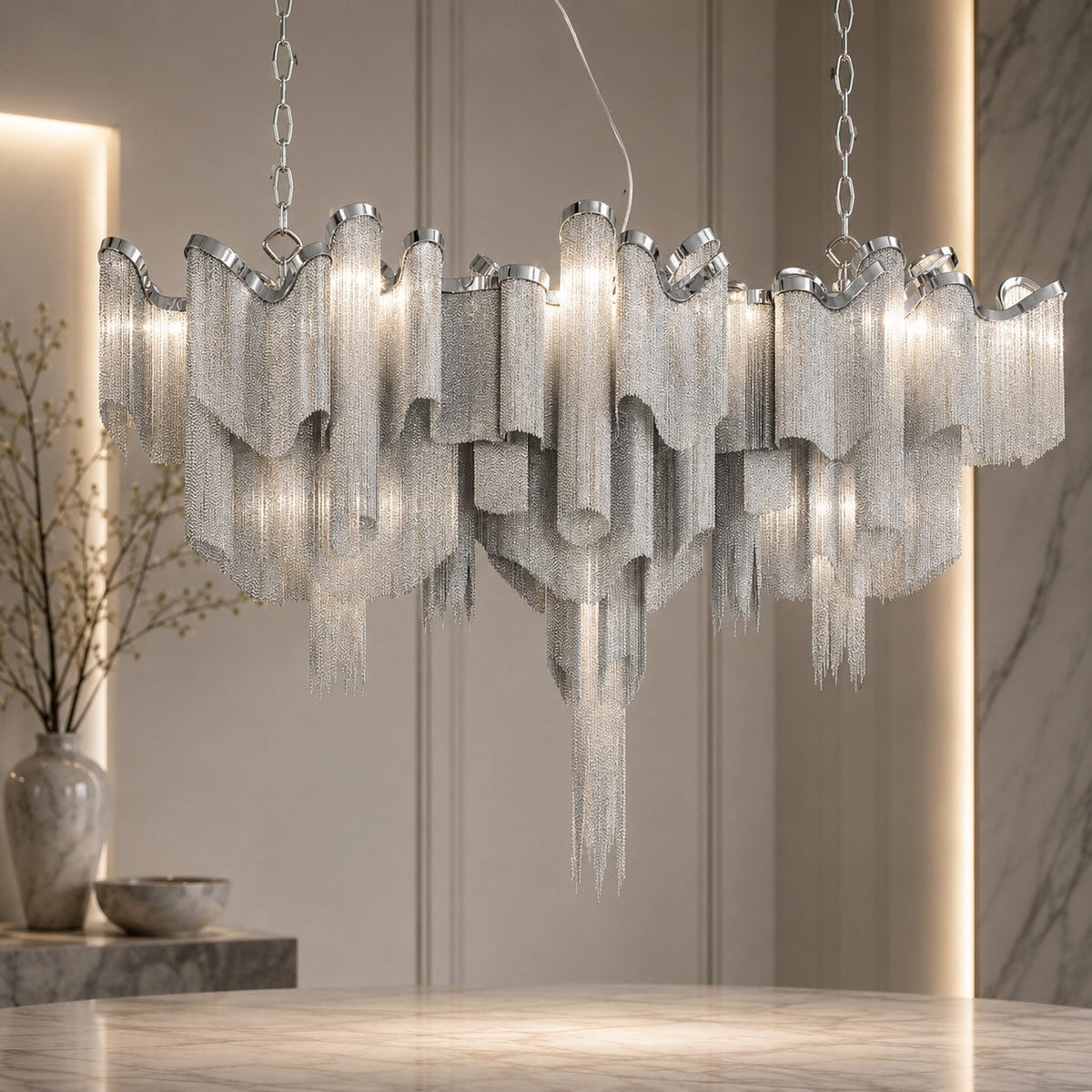 Metal Chandelier Hanging Fixture E14 Socket LED Light