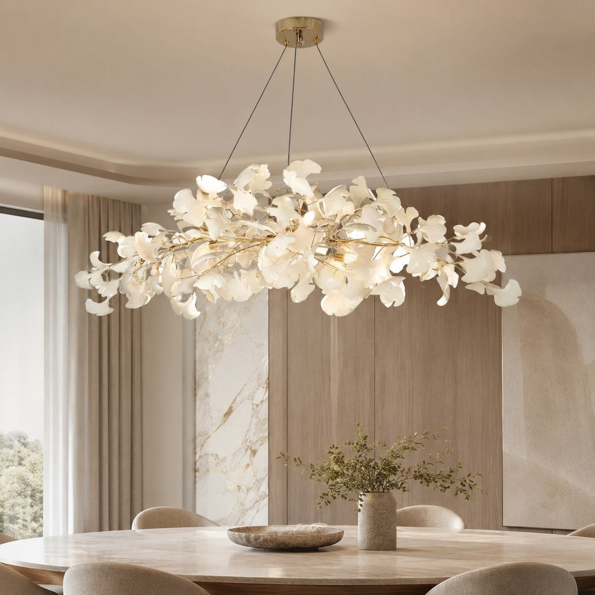 Plume Metal Chandelier Glass Shade 3-Light LED