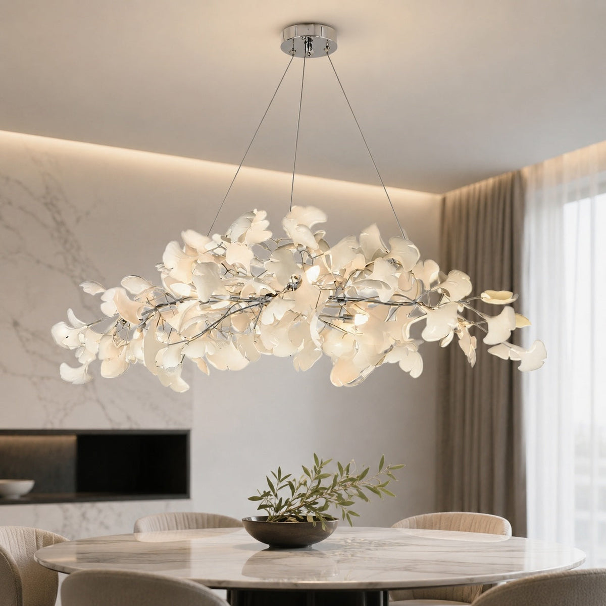 Plume Metal Chandelier Glass Shade 3-Light LED