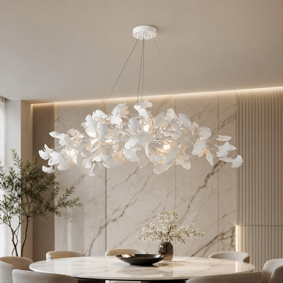 Plume Metal Chandelier Glass Shade 3-Light LED