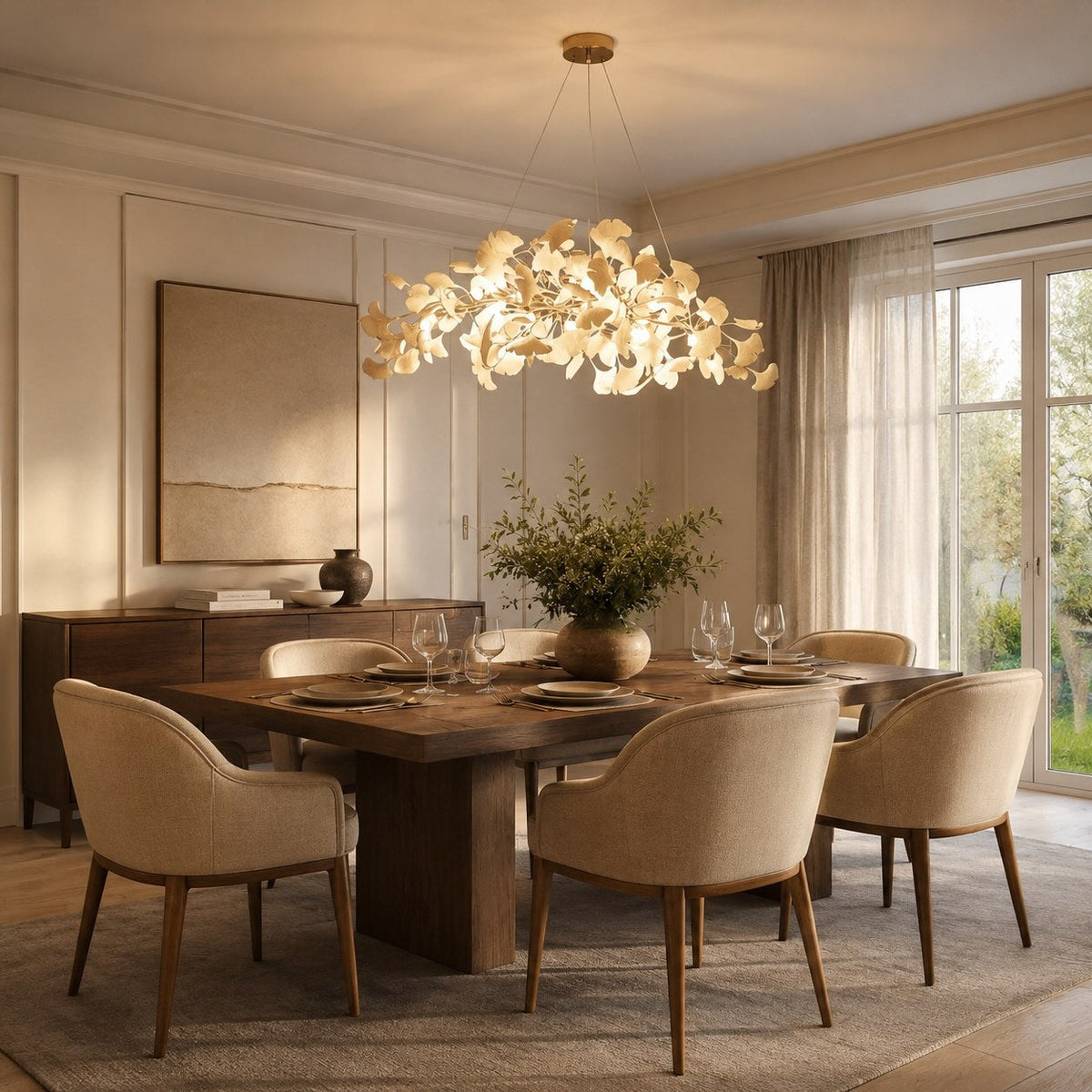 Plume Metal Chandelier Glass Shade 3-Light LED