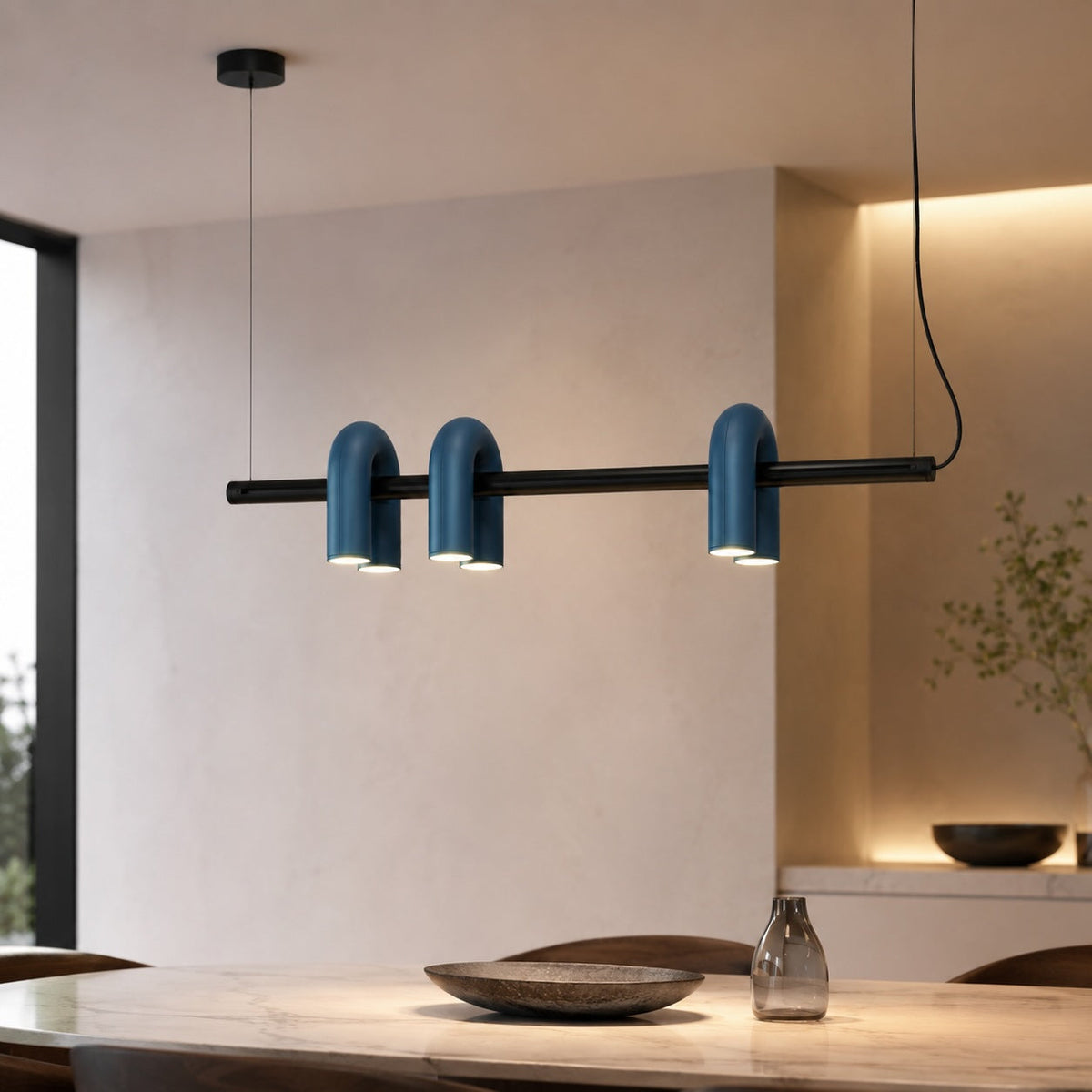 Dimmable Glass Shade Pendant Light Metal Frame Kitchen