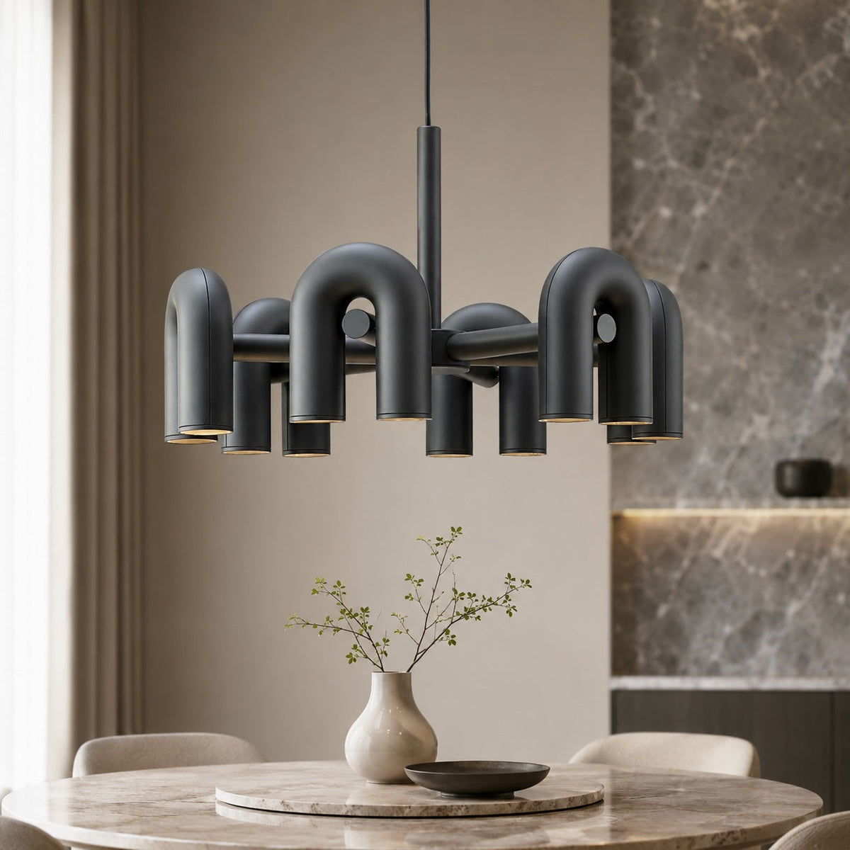 Dimmable Glass Shade Pendant Light Metal Frame Kitchen