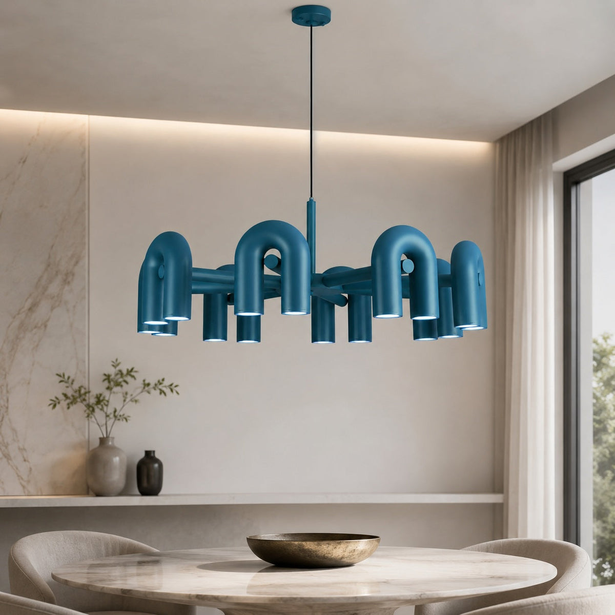 Dimmable Glass Shade Pendant Light Metal Frame Kitchen