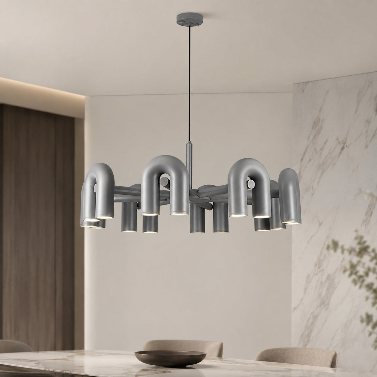 Dimmable Glass Shade Pendant Light Metal Frame Kitchen