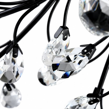 Modern Crystal Chandelier Ceiling Light 15-Light Black Iron Frame Dimmable LED Fixture