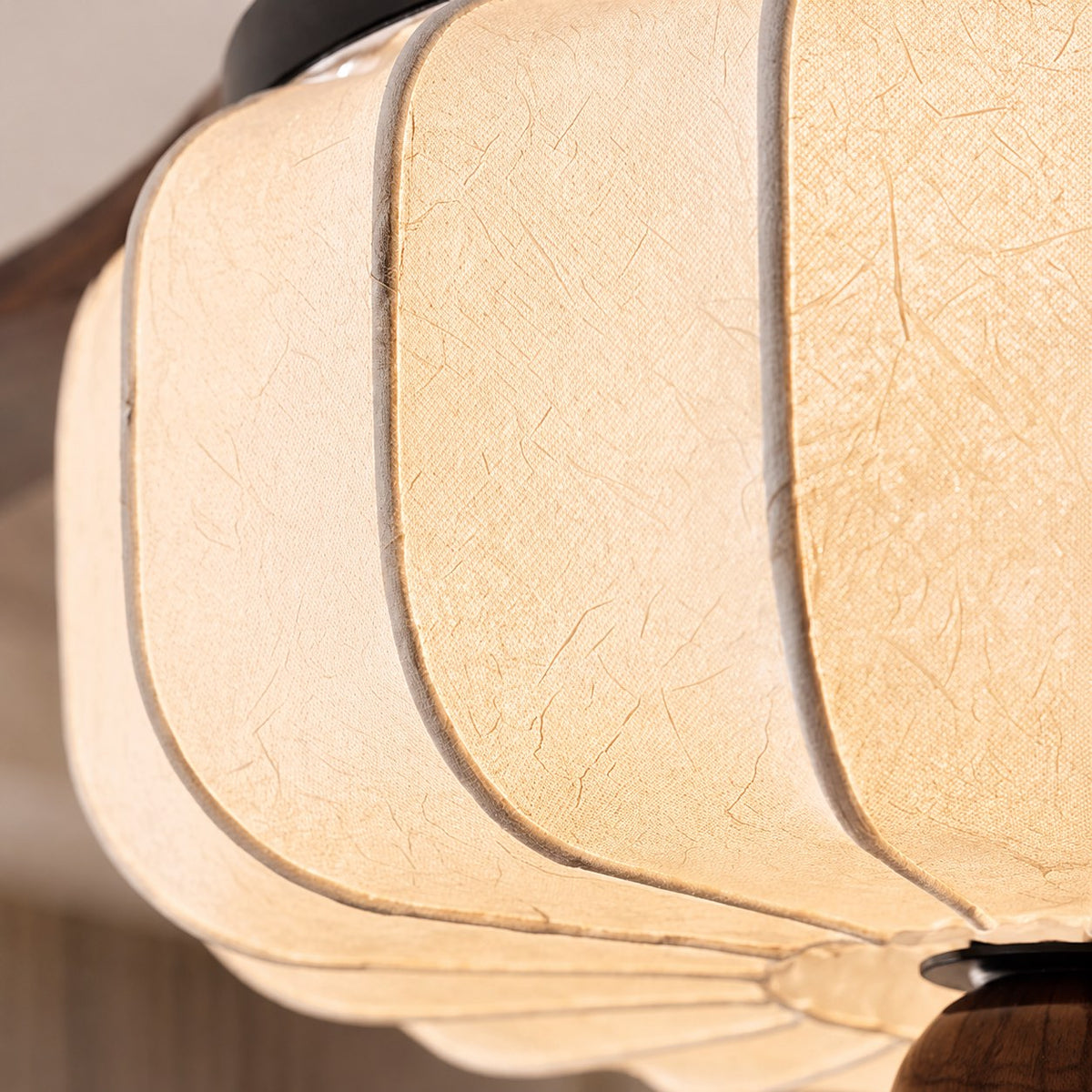 Walnut Wood Vintage Ceiling Fan with Ivory Shade Light E27 Hardwired