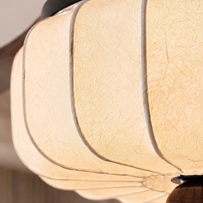 Walnut Wood Vintage Ceiling Fan with Ivory Shade Light E27 Hardwired
